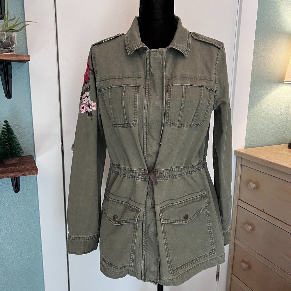 A New Day Army Green Embroidered Utility Jacket - Medium